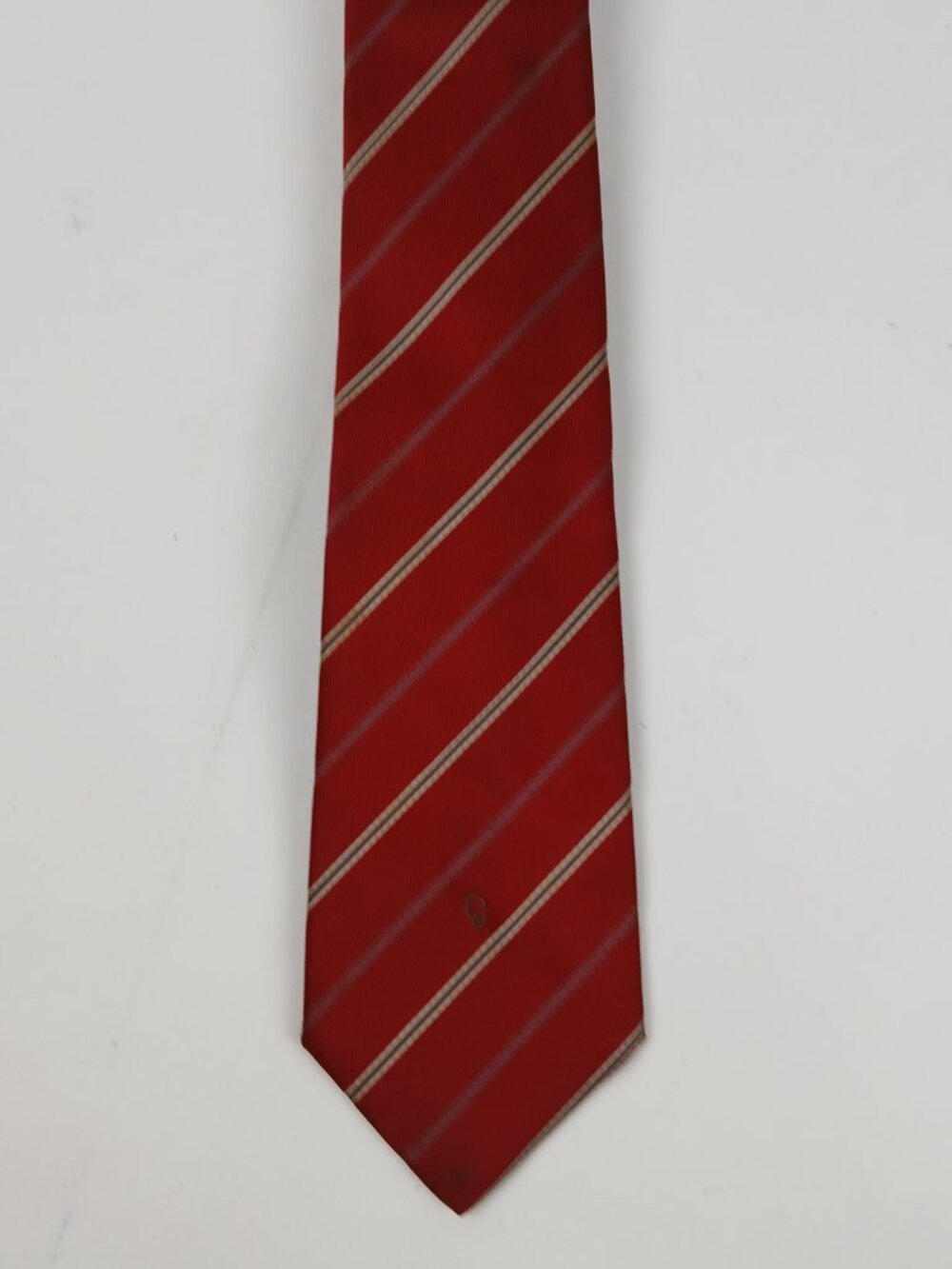 Vintage Christian Dior Repp Tie Red Striped CD Logo Mens Necktie